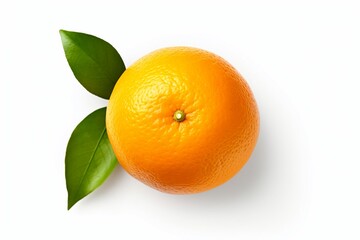 Fresh orange isolated on white background, top view