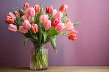 Bouquet of tulip flowers. Spring image. Valentine's Day, Easter, Birthday, Happy Women's Day, Mother's Day, Birthday, Celebration, etc. 