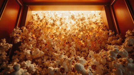 Cinema scene with popcorn in box - obrazy, fototapety, plakaty