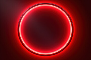 Red round neon shining circle isolated on a white background