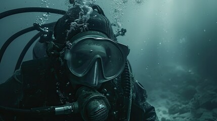 Underwater scuba diver. Underwater scuba diving background