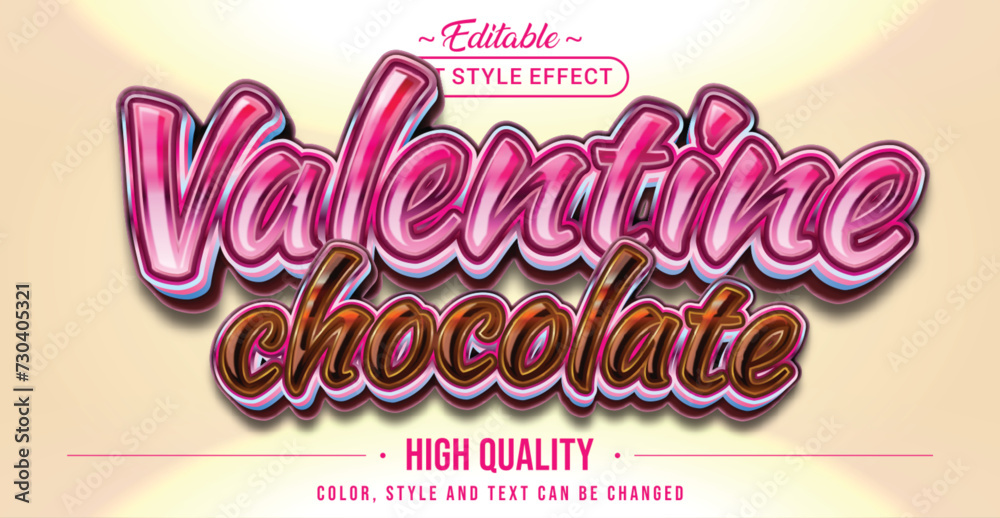 Aufkleber editable text style effect - valentine chocolate text style theme.