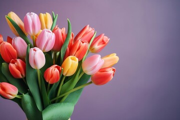 Bouquet of tulip flowers. Spring image. Valentine's Day, Easter, Birthday, Happy Women's Day, Mother's Day, Birthday, Celebration, etc