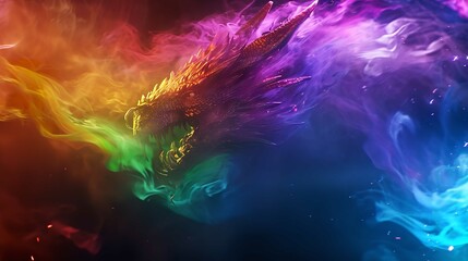 Abstract Rainbow Smoke Dragon 8K Realistic Lighting