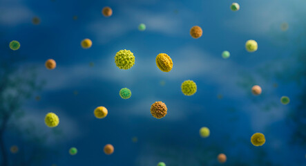 Pollen grains in the air, Pollen allergy also known as hay fever
