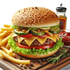 tasty big burger isolated on white background