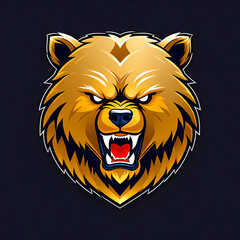 Vibrant bear esport logo gaming template. Bear head illustration for sport and e-sport logo, emblem, and t-shirt design. Ready to use.