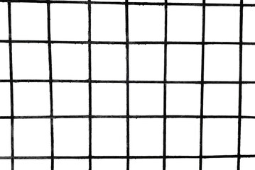 The texture of the metal mesh on a white background. Torn steel, metal mesh with holes