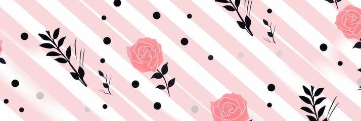 Rose diagonal dots and dashes seamless pattern