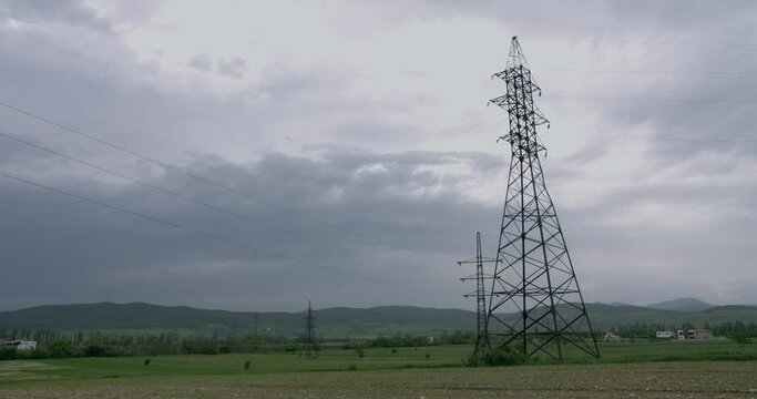 Open field with high voltage towers