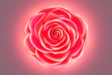 Rose round neon shining circle isolated on a white background