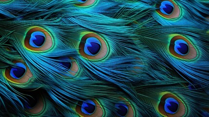 Close-up peacock tail feathers background