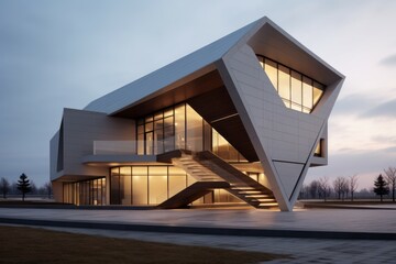 Minimalist Modern architecture facade. Building exterior frame detail architecture. Generate Ai