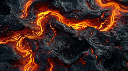 A fiery lava flow texture background, illustrating the molten rock as it creeps across the landscape, symbolizing power, transformation, and the raw force of nature.