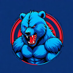 Vibrant bear esport logo gaming template. Bear head illustration for sport and e-sport logo, emblem, and t-shirt design. Ready to use.