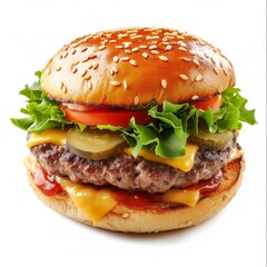 Hamburger d&eacute;licieux sur fond blanc