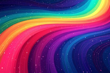 Vibrant strip rainbow colorful Psychedelic swirls, motley curves Shadow. Neon circle Light. Abstract Queer wallpaper gradient pattern. Colorful waves spirals background