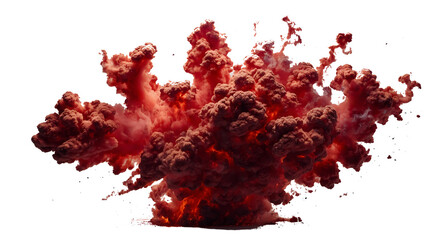 Red Explosion Smoke Isolated on Transparent Background.