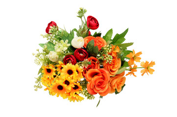 Festive flower composition on transparent background