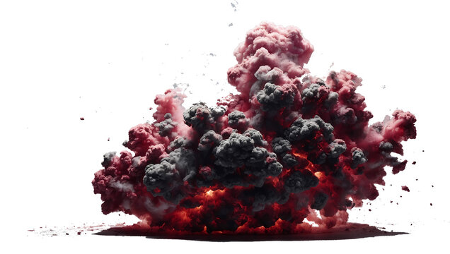 Ruby Explosion Smoke Isolated on Transparent Background.