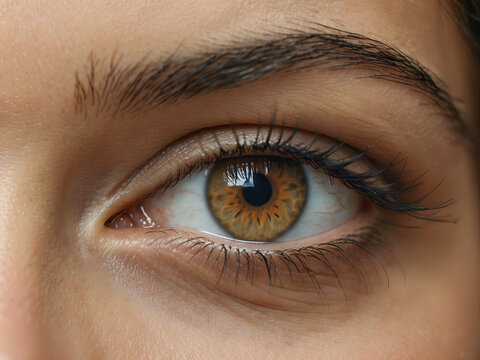 Close up of woman's face with dark circles under her eyes caused by fatigue, insomnia. Eyebags, health and wellness concept.