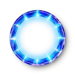 Sapphire round neon shining circle isolated on a white background