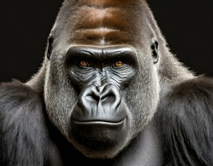 Obraz premium portrait of a gorilla on a black background