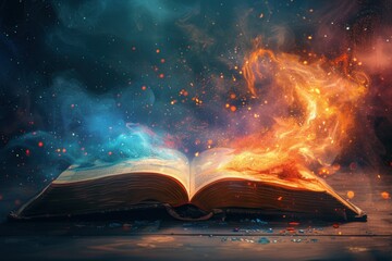 An Open Book With a Flame Coming Out