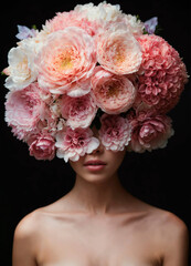portrait of a young woman with flowers on her head