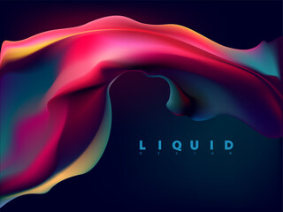 Abstract liquid holographic gradient shape. 3D Vector design element.