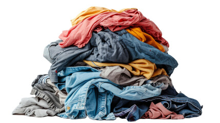 Pile of dirty laundry Isolated transparent background. PNG Format.