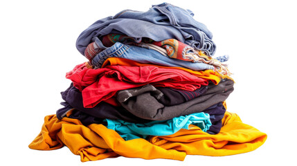 Pile of dirty laundry Isolated transparent background. PNG Format.