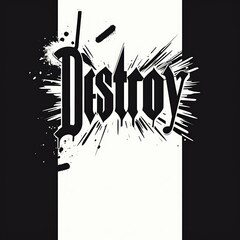 A black and white poster with the word destroy