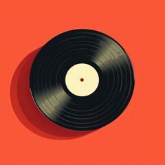 Black Record on Red Background