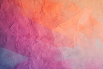 Vibrant gradient of crumpled paper transitioning from pink to orange tones, creating an abstract...