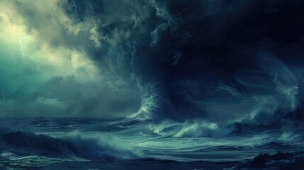 Obraz na płótnie Canvas ocean tempest with a twister effect.