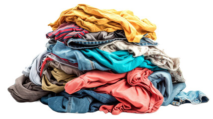 Pile of dirty laundry Isolated transparent background. PNG Format.