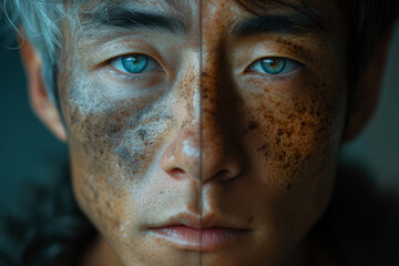 A portrait photograph with AI-based age progression, offering a glimpse into the potential future appearance of the subject. Concept of AI-driven time manipulation. Generative Ai.