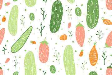 Pastel Vegetables Seamless Pattern Design