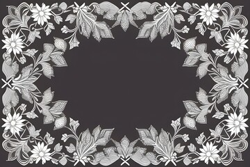 black and white floral frame