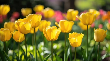 Yellow Tulips in Full Bloom