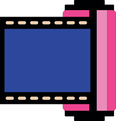 Vector illustration of a film cassette in flat style.