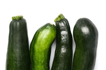 Fresh green zucchini on white background
