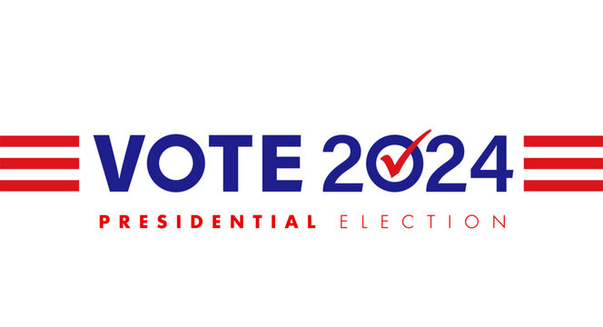 Vote 2024, Presidential Election USA concept. Election Day 2024 November 5, banner with typography and red stripes