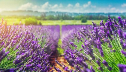 Obraz premium plantação de lavanda detalhe belos campos