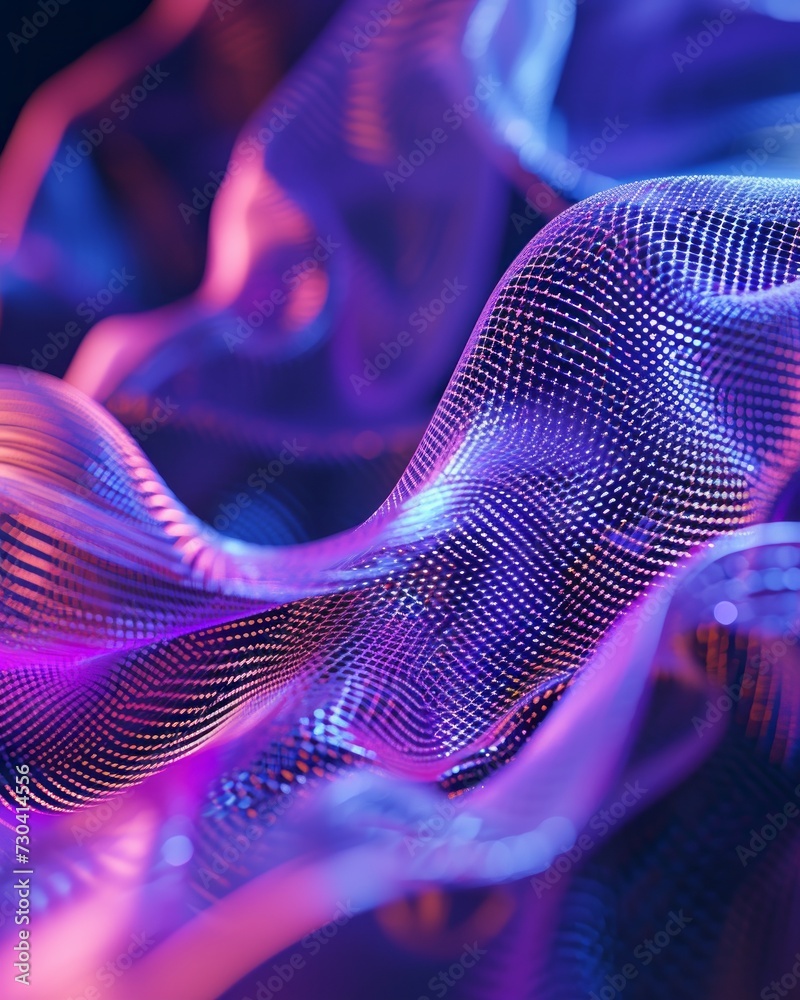 Poster abstract wave background with many glowing particles. musical wave. digital network background. 3d r
