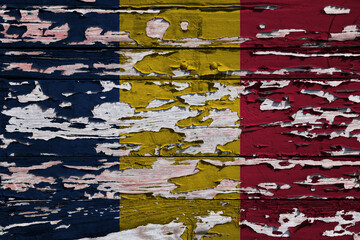 Flag of Chad painted on a wooden board
