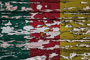 Flag of Cameroon painted on a wooden board