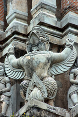 Fototapeta na wymiar Statue of Garuda at Wat Ratcha Burana in Ayuthaya