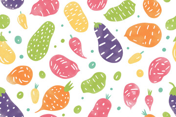 Pastel Vegetables Seamless Pattern Design